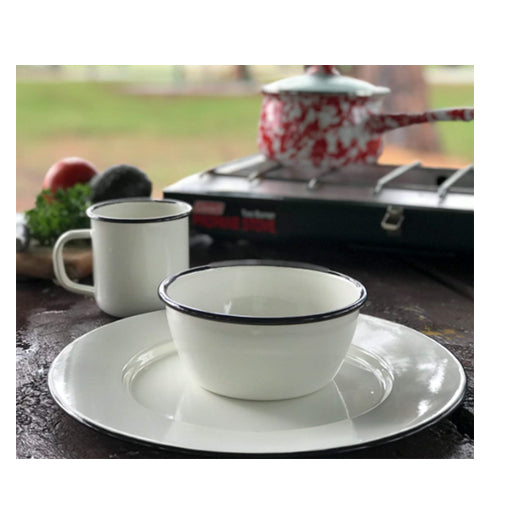 Set of 4 - Dinner Plates (Rolled Black Rim)