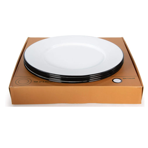 Set of 4 - Dinner Plates (Rolled Black Rim)