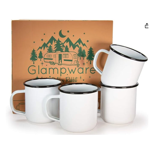 Set of 4-12oz Mugs (Rolled Black Rim)