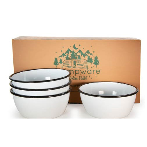 Set of 4- Bowls (Rolled Black Rim)