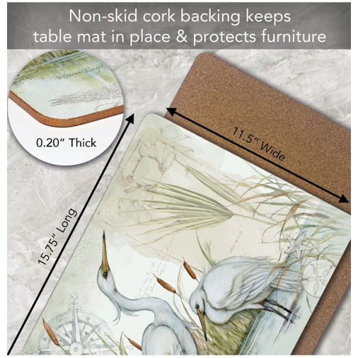 Caribbean Seas Heron Placemats, Set of 4