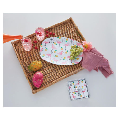 Pink Flamingo Beaded Napkin Box - Mariposa