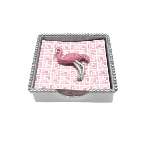Pink Flamingo Beaded Napkin Box - Mariposa