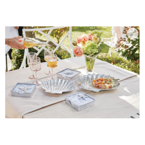 Nautilus Shell Beaded Napkin Box - Mariposa