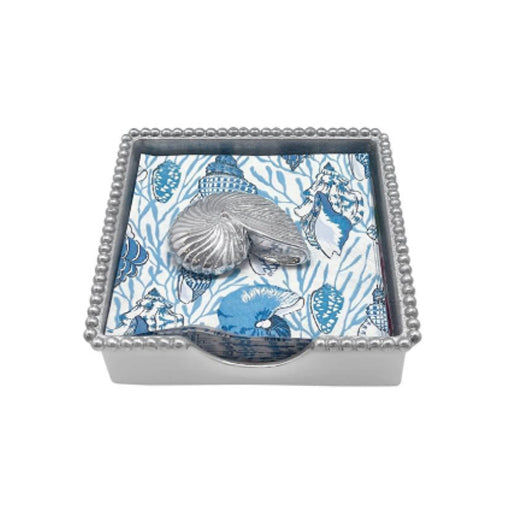 Nautilus Shell Beaded Napkin Box - Mariposa
