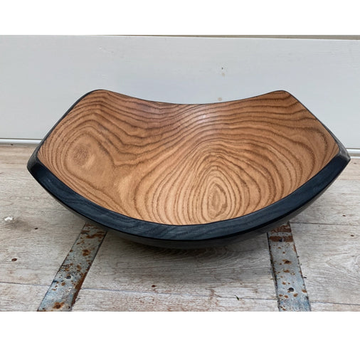 13" Square Two Toned Oak Bowl