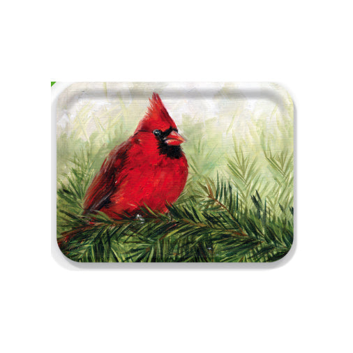 Cardinal in Pine Tray