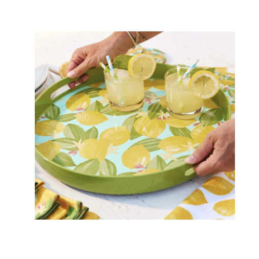 Lemon Blossoms Round Tray