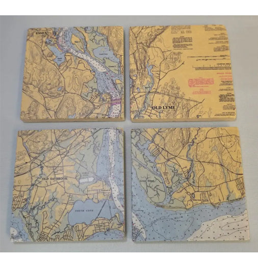 Connecticut Riverview Chart s/4 coasters
