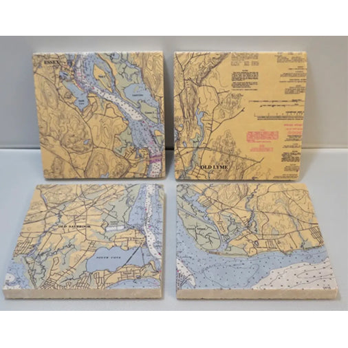 Connecticut Riverview Chart s/4 coasters