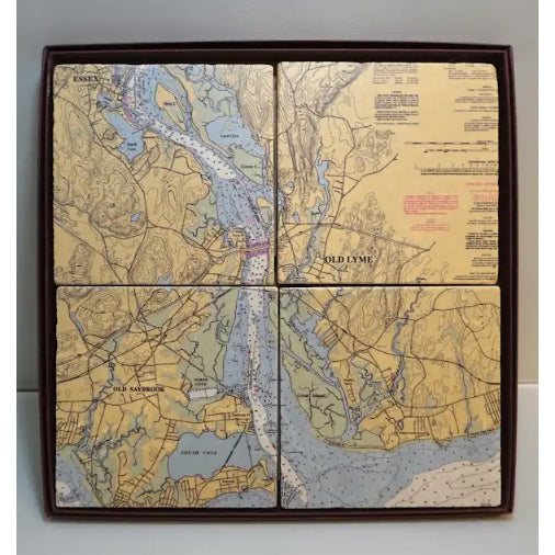 Connecticut Riverview Chart s/4 coasters