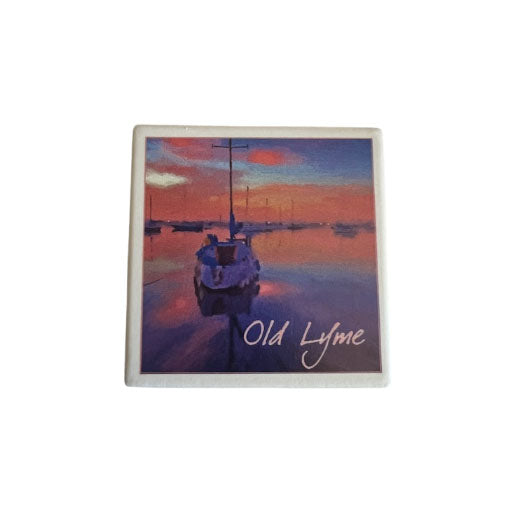 Old Lyme Sunset Single Coaster