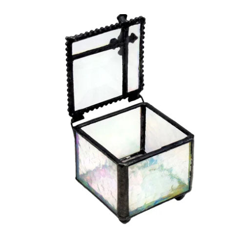 Glass Rosary Box with Cross, J.Devlin