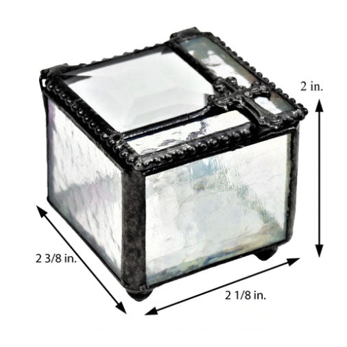 Glass Rosary Box with Cross, J.Devlin