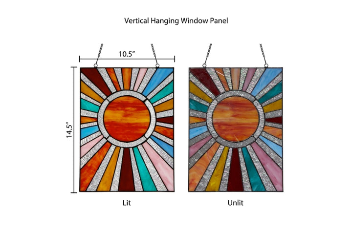 River of Goods - Lila Multicolor Sunburst Stained Glass Window Panel