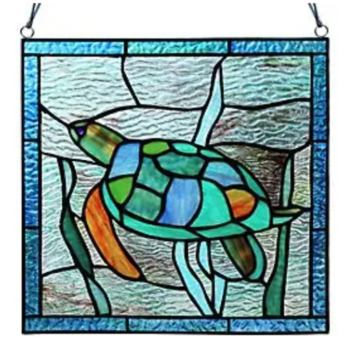Sea Turtle Stained Glass Panel