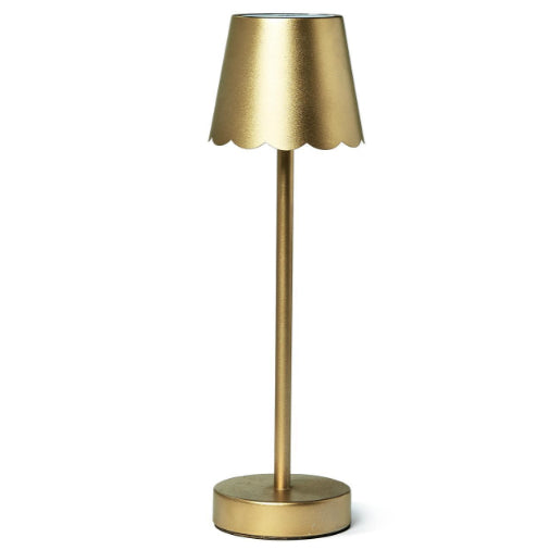 LED Cordless Table Lamp with Scalloped Edge Shade