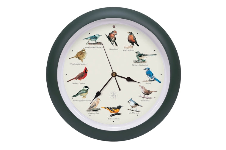 25th Anniversary Singing Bird Clock - Green