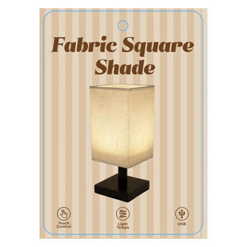 LED Lamp with Square Fabric Shade