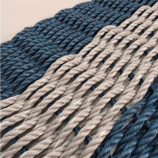 Little Salty Rope Lobster Rope Mat — Navy Blue & Light Gray