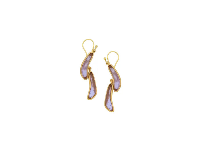 Michael Vincent Michaud - Purple Boomerang Earrings (2-Drop)