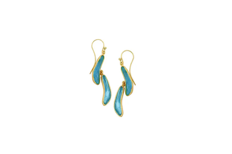 Michael Vincent Michaud - Turquoise Boomerang Earrings (2-Drop)