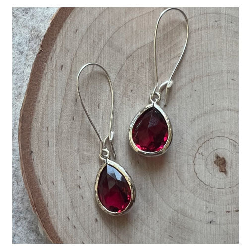 Dana Herbert Jane Bezel Glass Earrings, Ruby