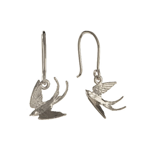 Alex Monroe - Swooping Swallow Hook Earrings- Silver