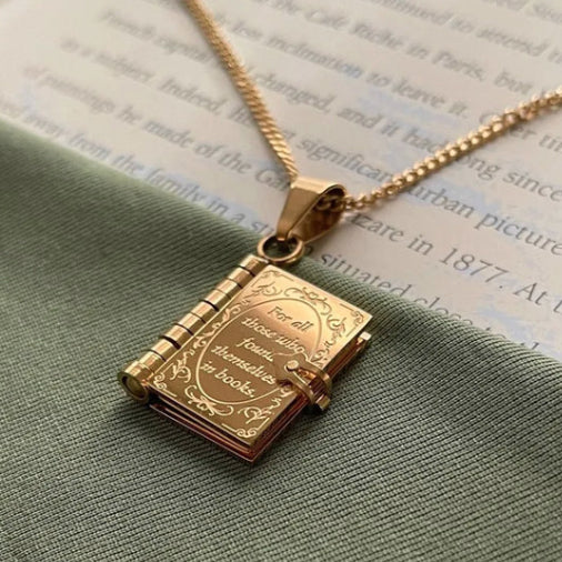 Dainty Book Lover Necklace -18K Gold Plated