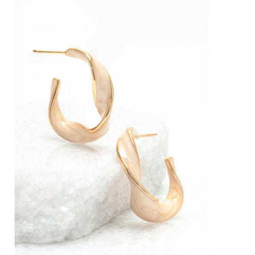 With a Twist Hoops in Soft Coral