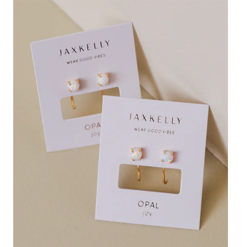 JAXKELLY- White Opal Huggies