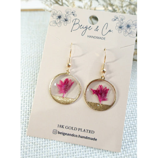 Red Cornflower Earrings