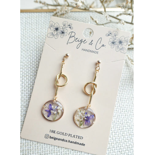 Mini Purple Gold Knot Earrings