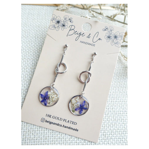Mini Purple Silver Knot Earrings