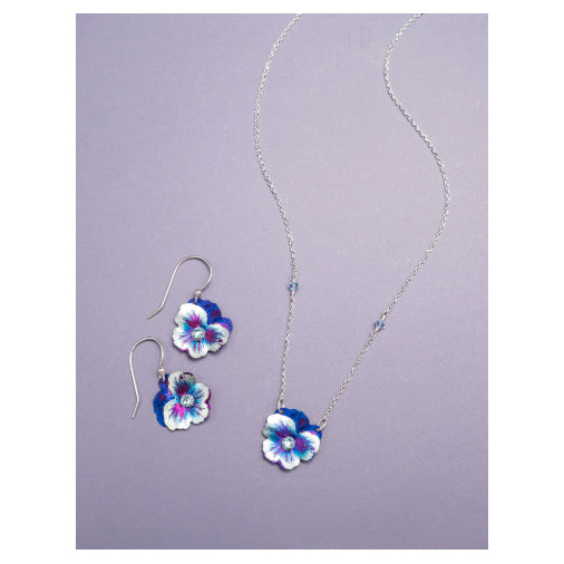 Holly Yashi - Garden Pansy Drop Earrings - Bonnie Blue