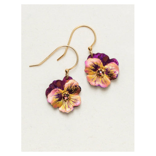 Holly Yashi Garden Pansy Drop Earrings- Vintage Burgundy