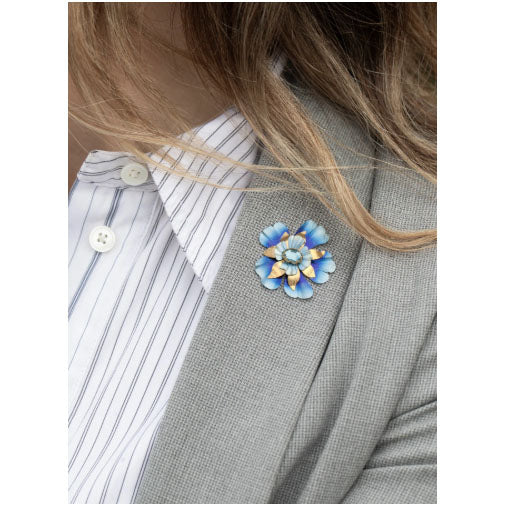 Holly Yashi Bountiful Bloom Brooch - Blue