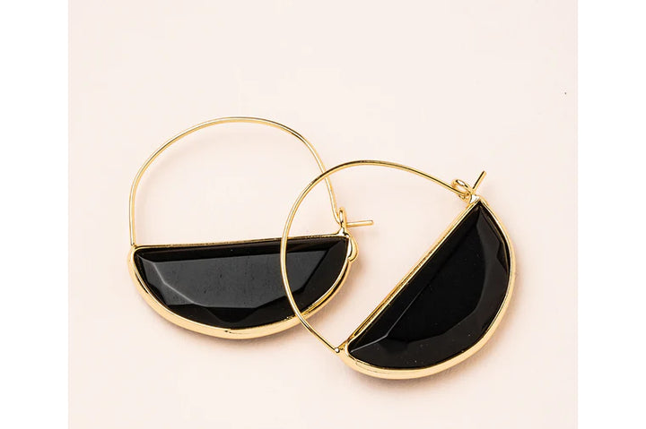 Black Spinel Gold Hoop Earrings By Scout