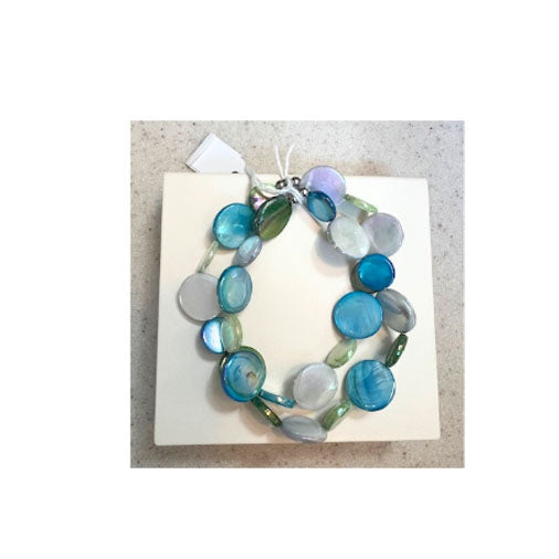 Sea Lily Mother of Pearl Double Strand Bracelet - Blue & Green