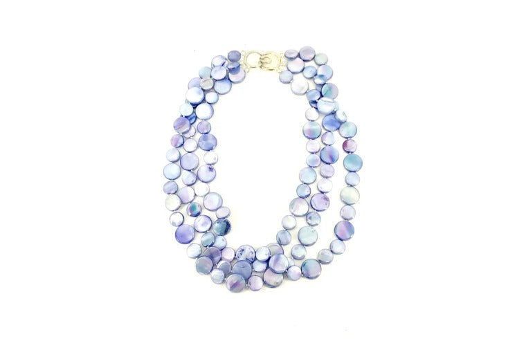 Sea Lily - New Blue 3-Strand Mother of Pearl Necklace