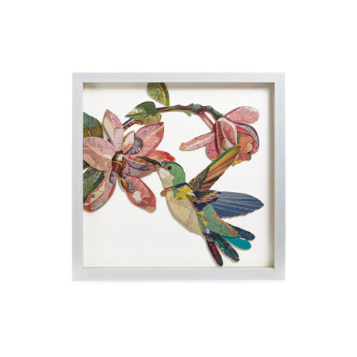 Hummingbird Paper Collage Wall Art