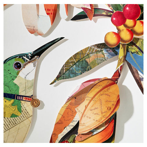 Hummingbird Paper Collage Wall Art