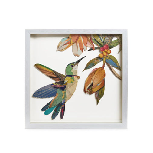 Hummingbird Paper Collage Wall Art