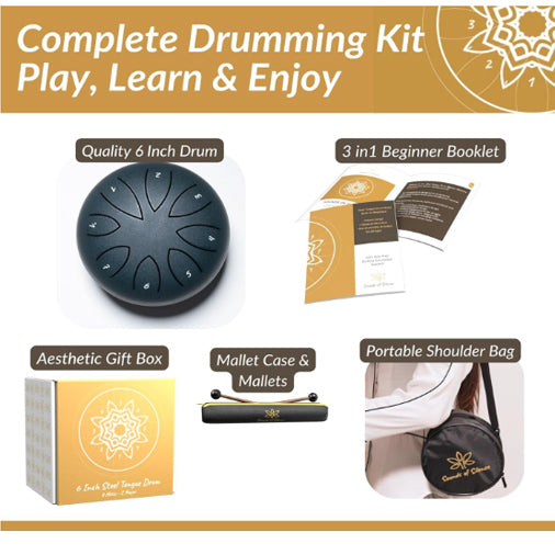 Sounds Of Silence - Black Steel Tongue Drum 6''