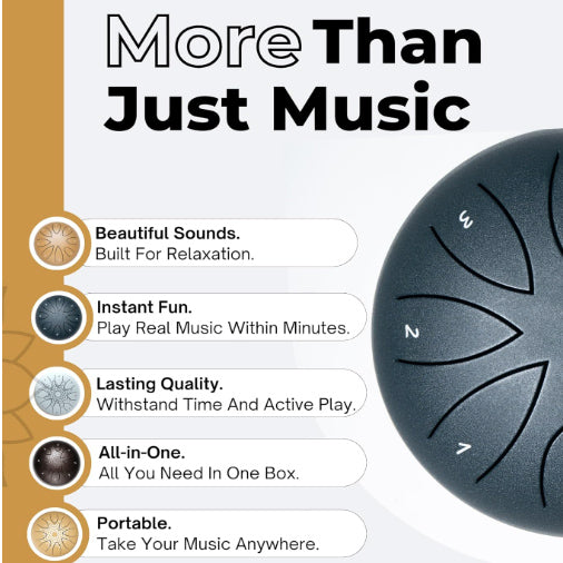 Sounds Of Silence - Black Steel Tongue Drum 6''