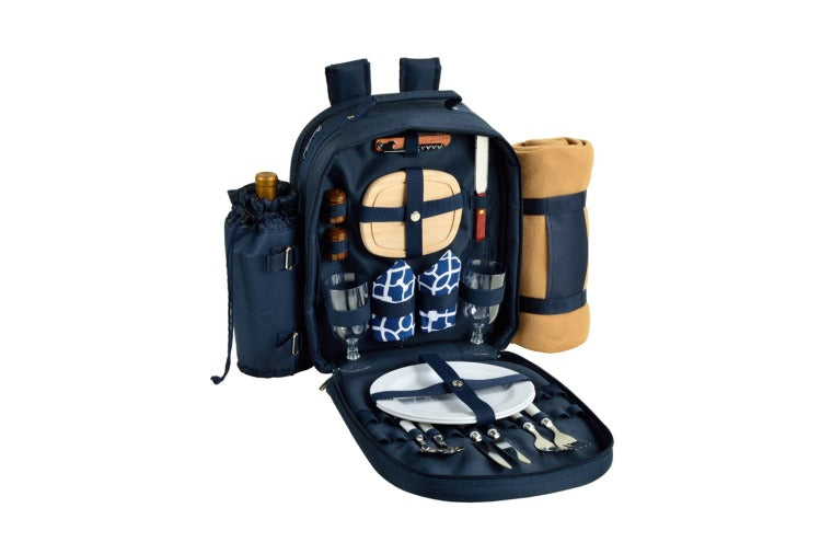 Picnic at Ascot - Two Person Backpack with Blanket - Navy