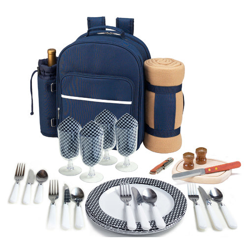 Four Person Picnic Backpack with Blanket