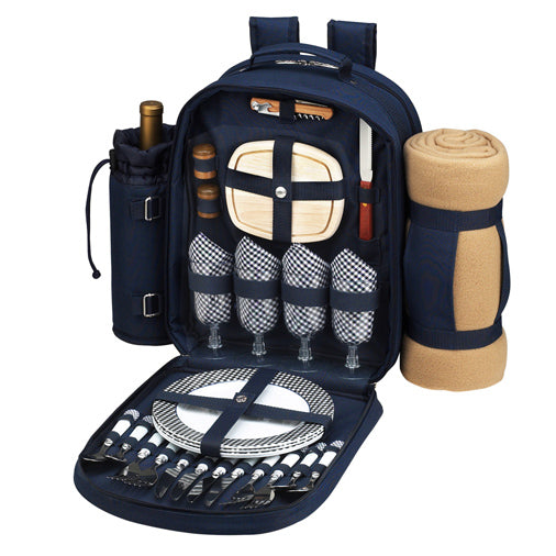 Four Person Picnic Backpack with Blanket