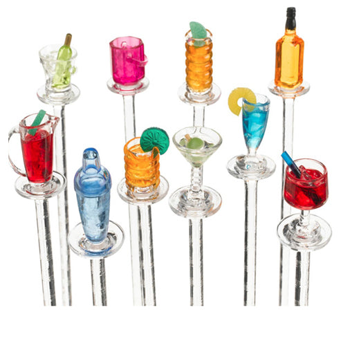 Happy Hour Acrylic Swizzle, Sticks Set of 10