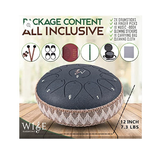 Wise Harmony 12" Steel Tongue Drum, Red